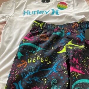 Hurley UPF50+ Swim Trunks with tee set outfit 6255